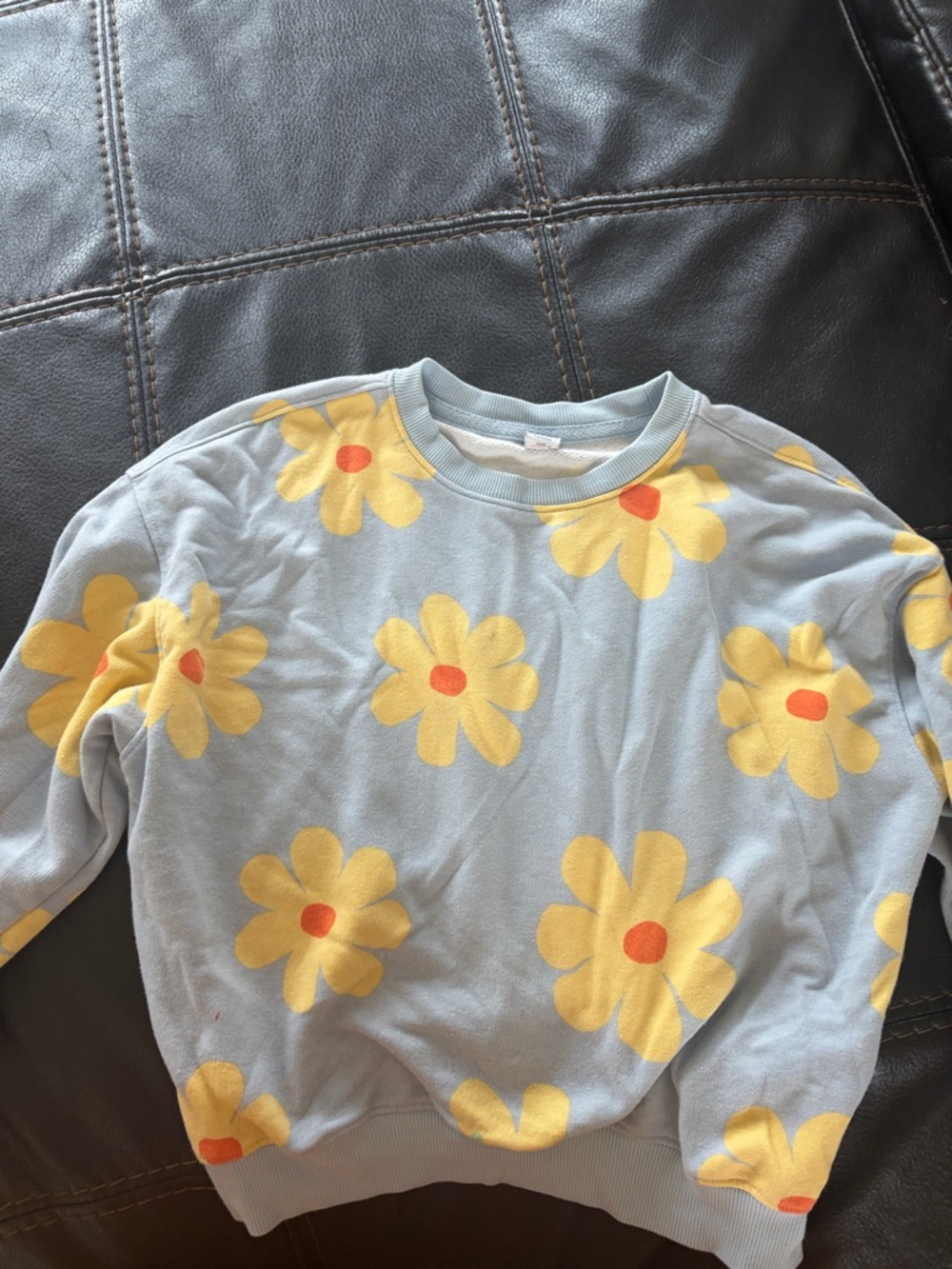 Old Navy Light Blue Sweatshirt with Yellow Daisy Print